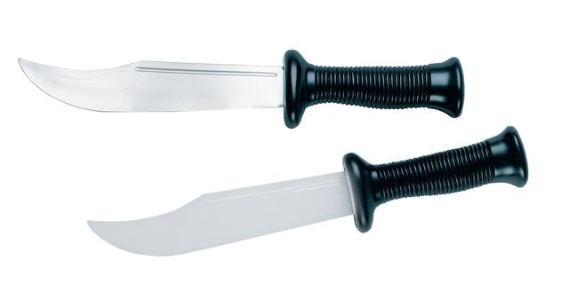 Chrome Knife Horror Weapon, Silver/Black, 13-in, Wearable Costume Prop for Halloween Side_Left