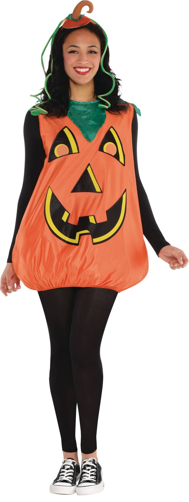 Women's Pumpkin Orange Tunic with Headband Halloween Costume, One Size Front_Flat