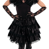 Adult Black Ruffled Skirt Front_Flat