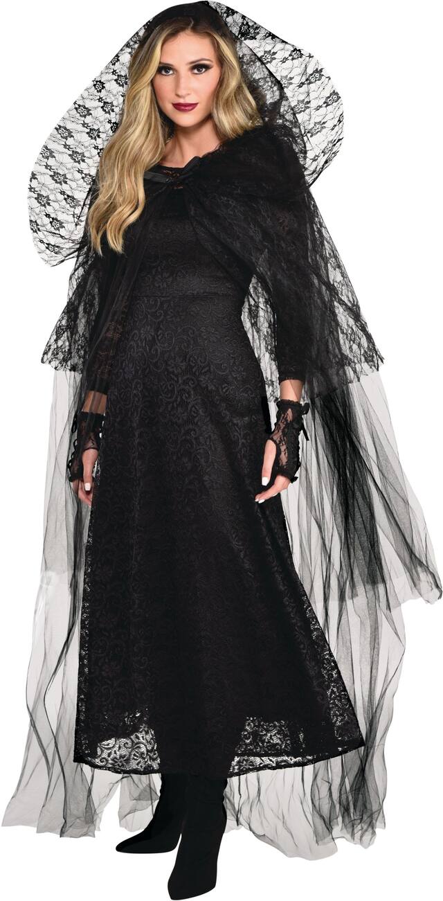 Cape en dentelle noire pour adulte Front_Angled_Left