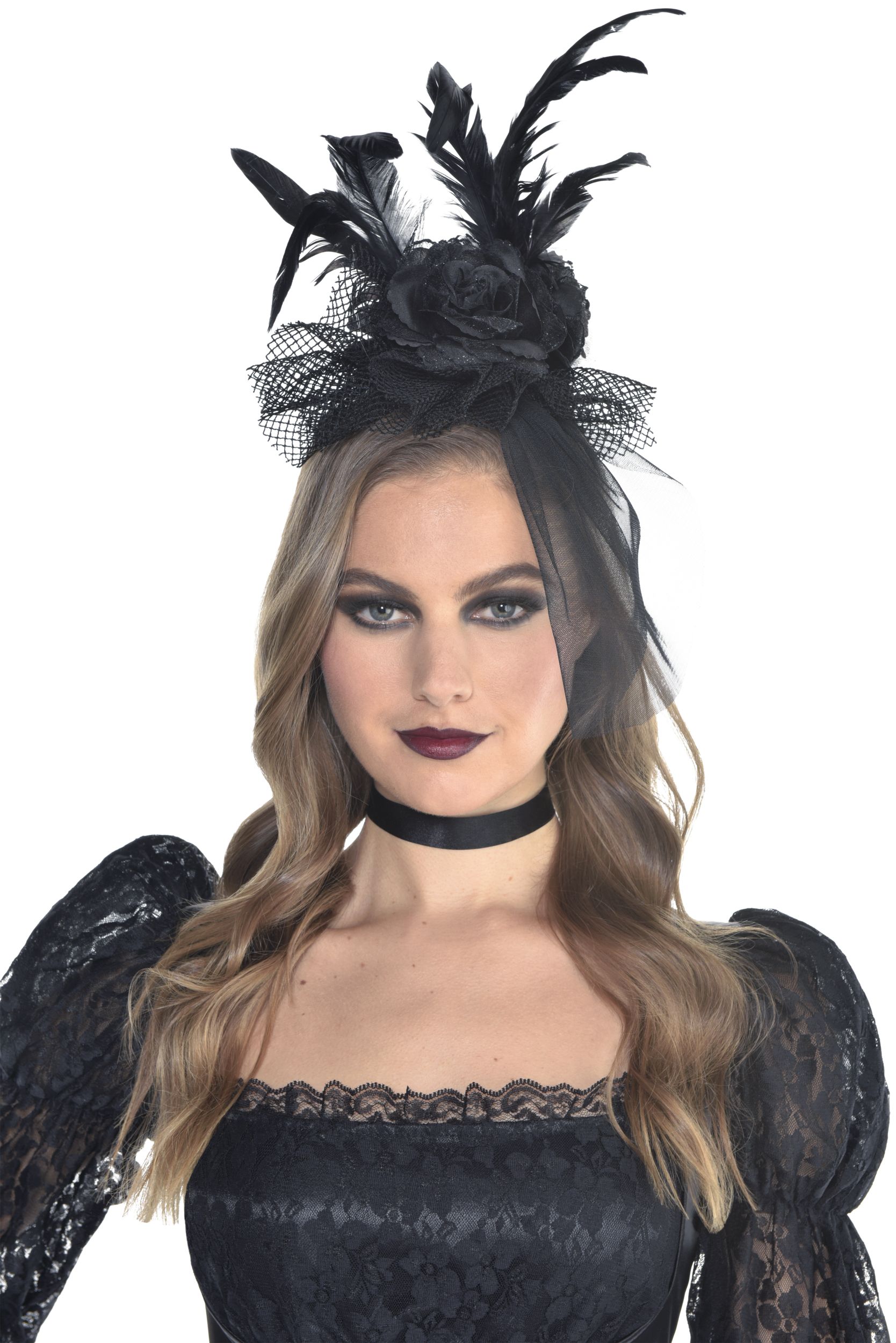 Gothic Fascinator, Black, Adult, One Size Front_Flat