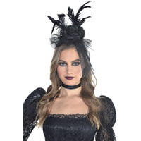 Gothic Fascinator, Black, Adult, One Size Front_Flat