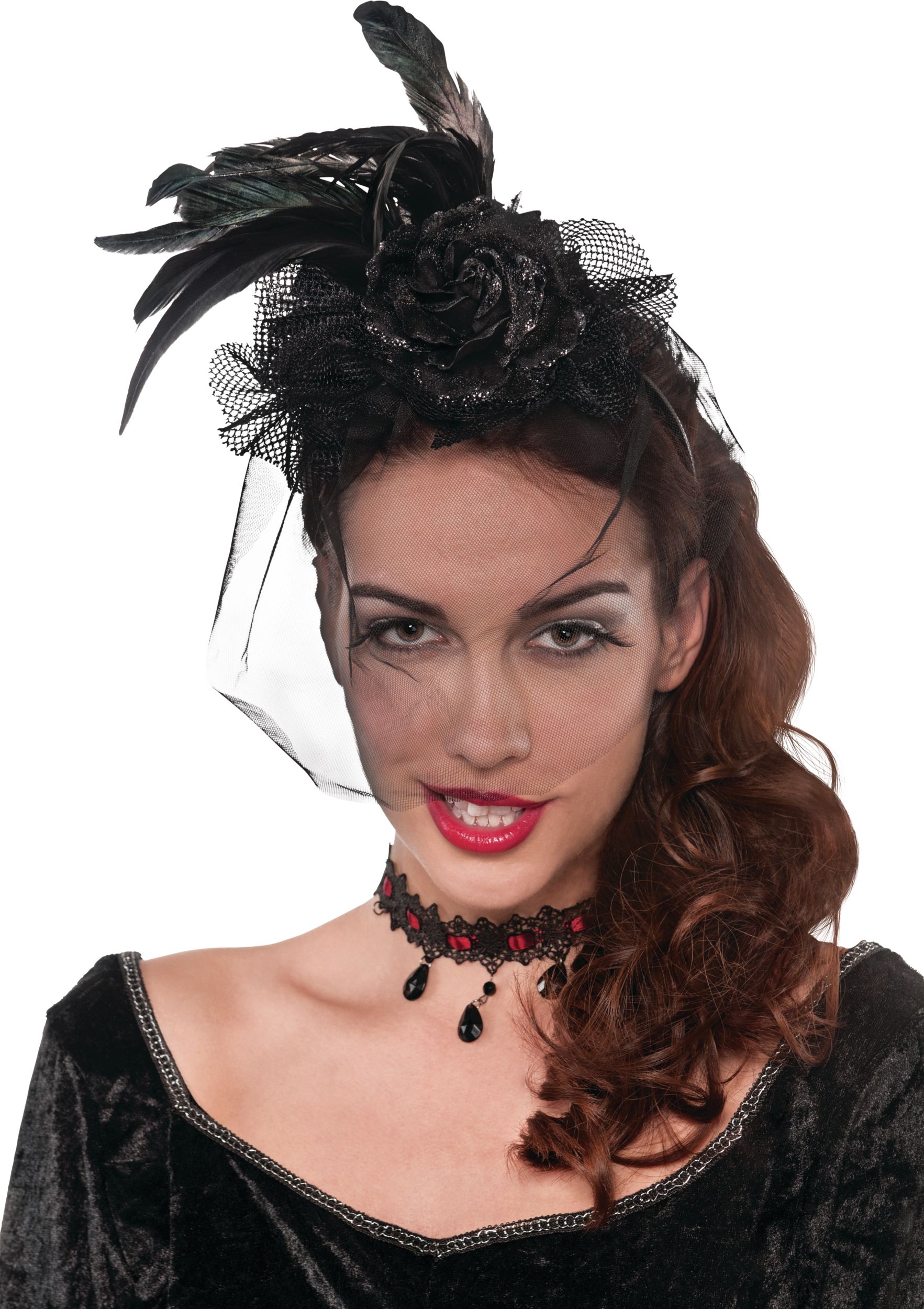 Gothic Fascinator, Black, Adult, One Size Front_Flat