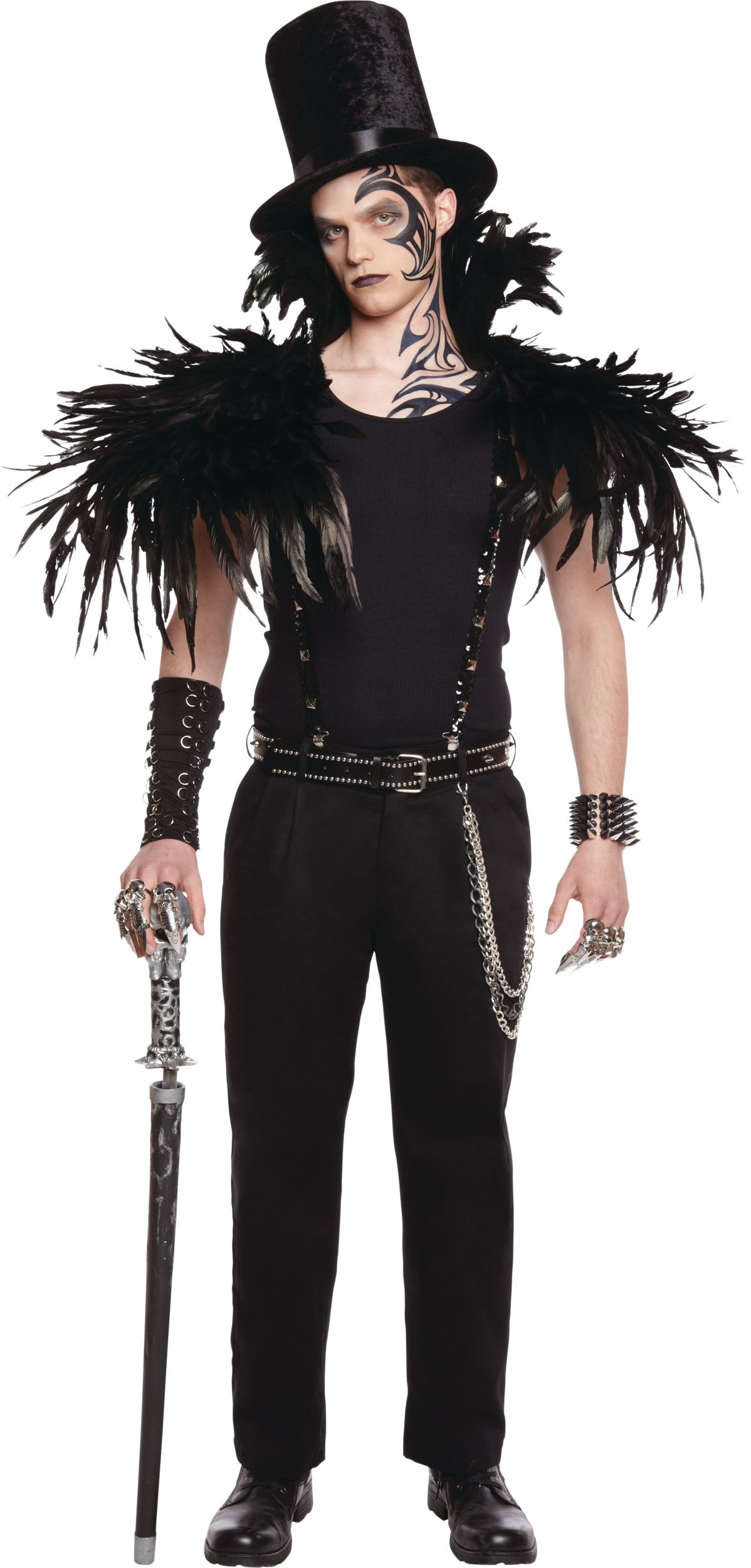 Gothic Shoulder Feather Wing, Black, One Size, Wearable Costume Accessory for Halloween Front_Flat
