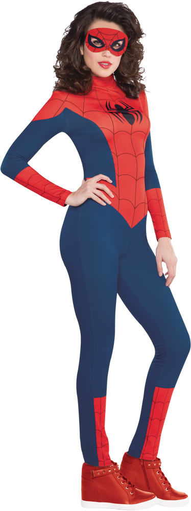 Women's Disney Marvel Spider-Girl Blue/Red Jumpsuit with Mask Halloween  Costume, Assorted Sizes