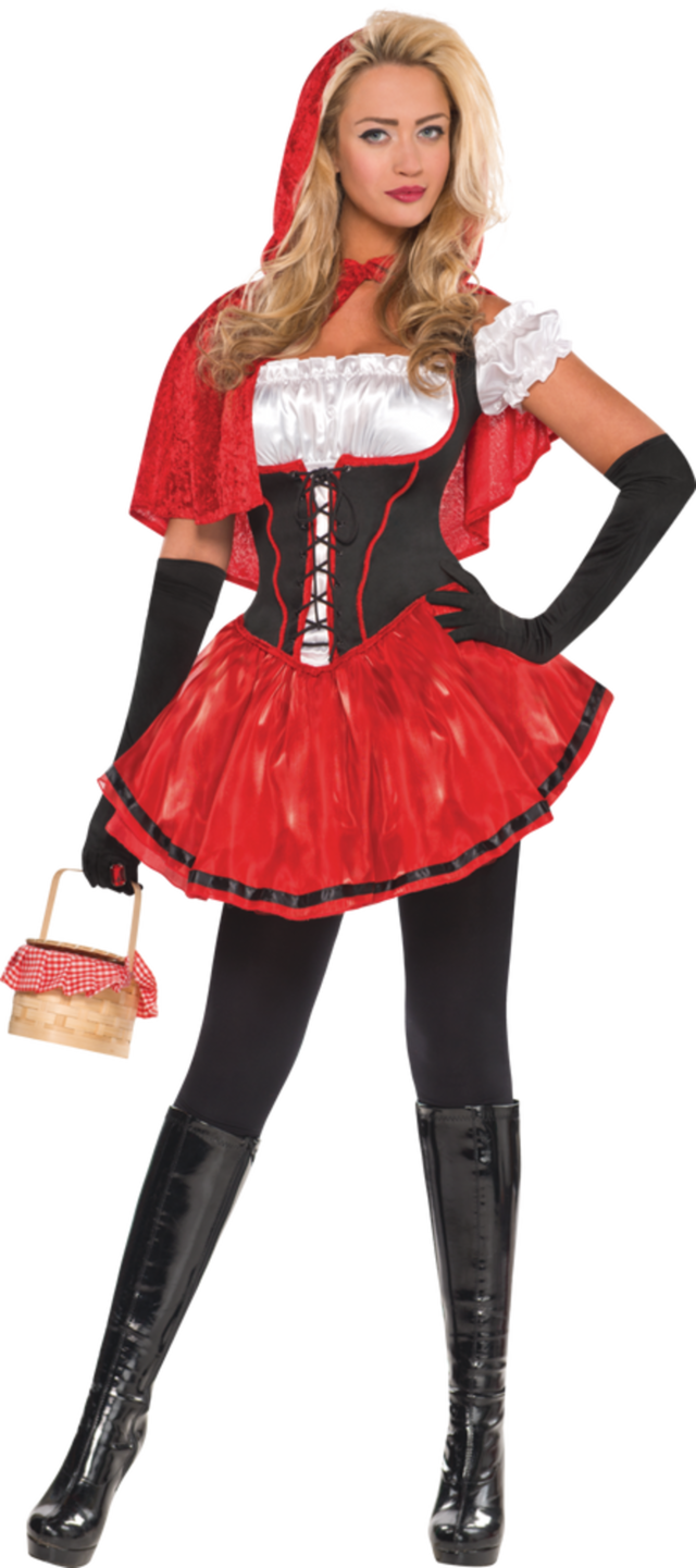 Women's Little Red Riding Hood Red/Black Corset And Cape Halloween