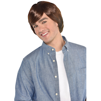 Charming Prince Straight Hair Side Bang Wig, Brown, One Size, Wearable Costume Accessory for Halloween Front_Angled_Left