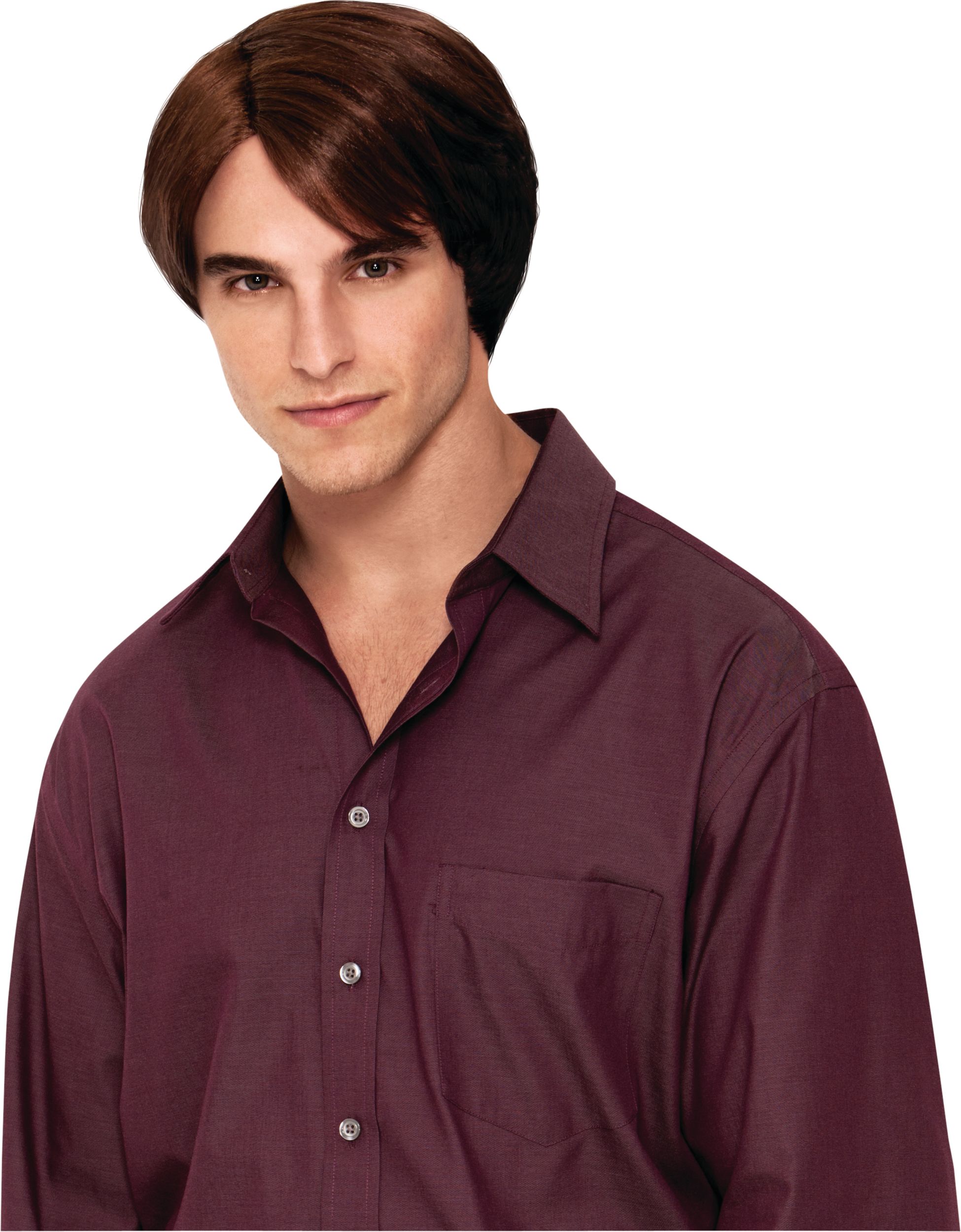 Charming Prince Straight Hair Side Bang Wig, Brown, One Size, Wearable Costume Accessory for Halloween Front_Flat