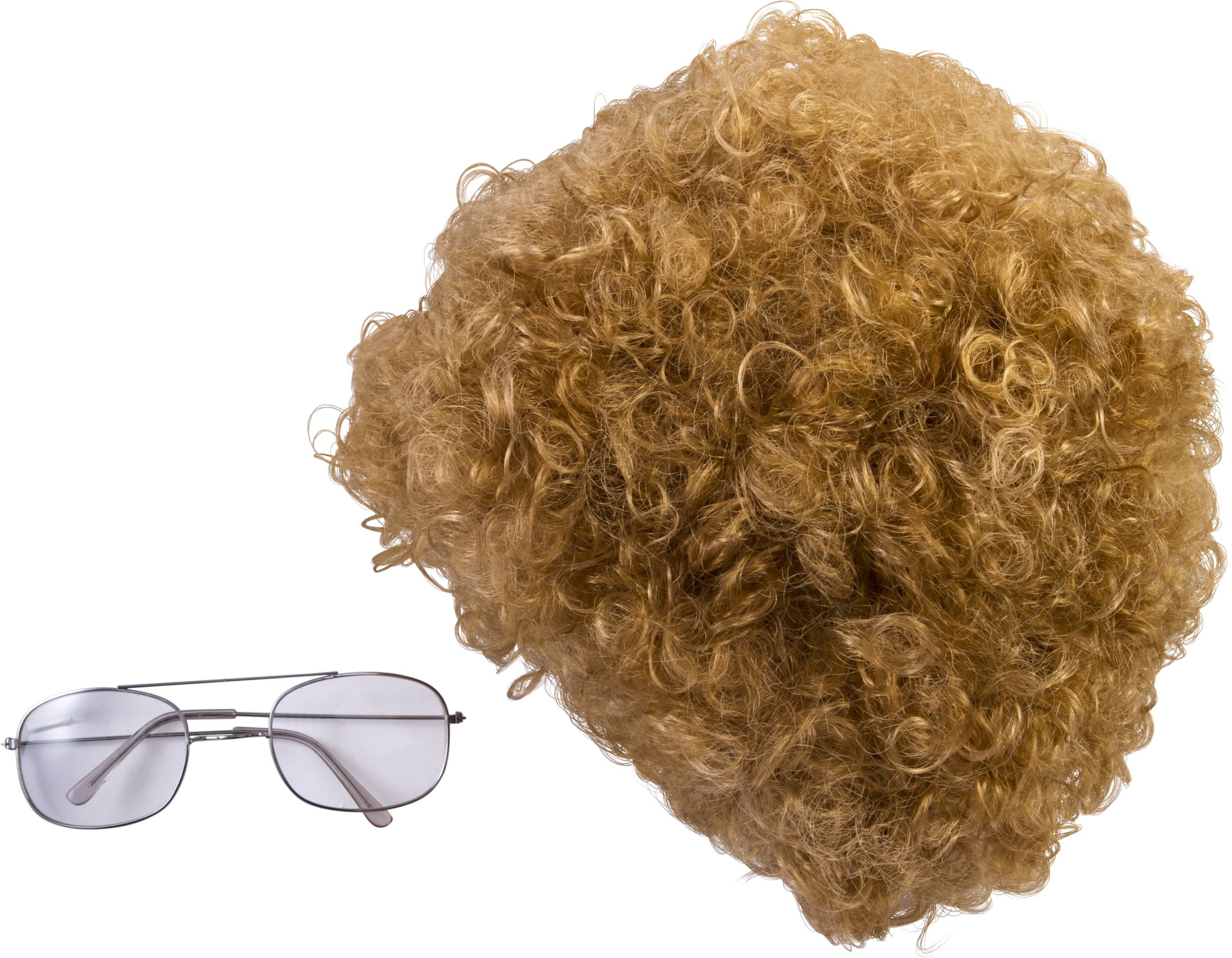 Pedro Geek Short Curly Hair Wig & Eyeglasses, Blonde, One Size, 2-pk, Wearable Costume Accessories for Halloween Composite_or_Mixed