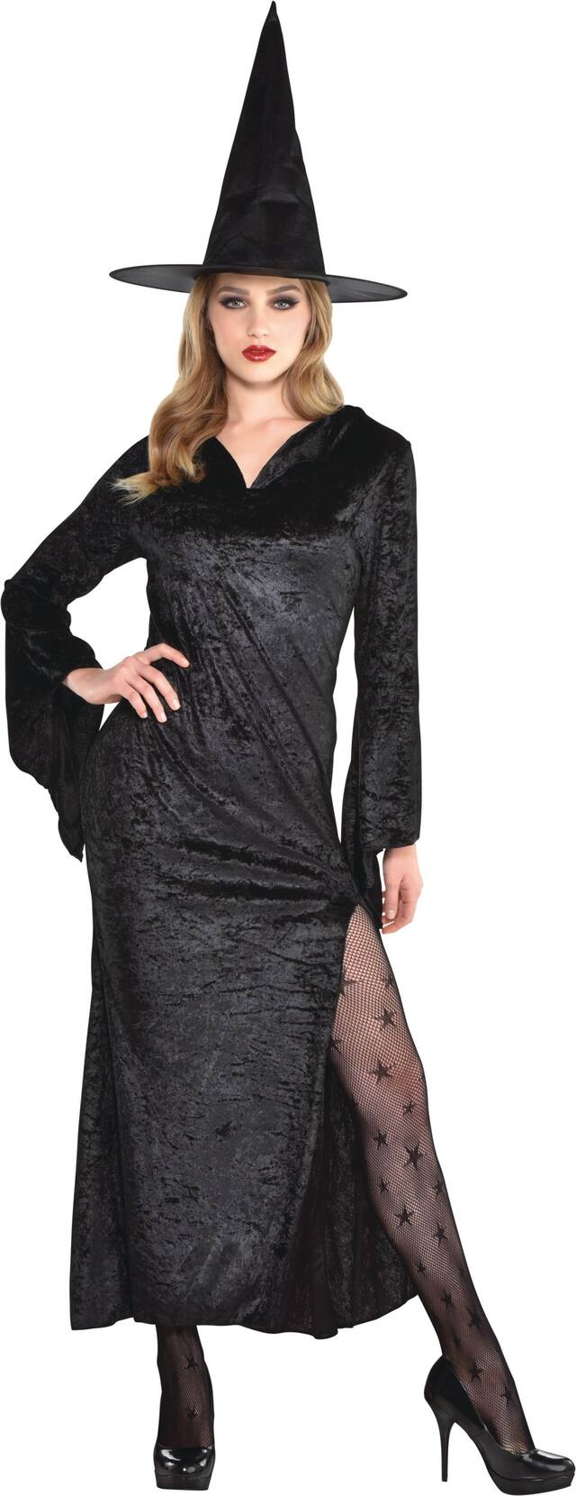 Women's Witch Black Dress Halloween Costume, One Size Front_Flat