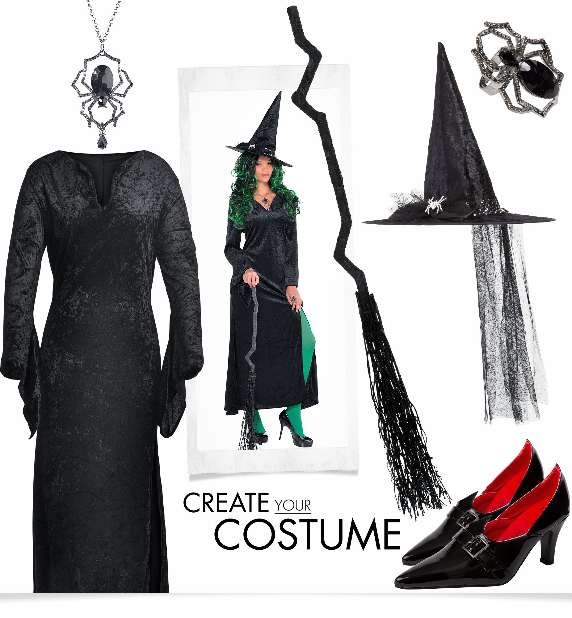Women's Witch Black Dress Halloween Costume, One Size Composite_or_Mixed