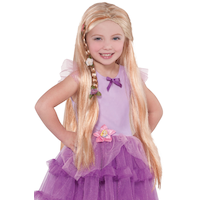 Kids' Disney Tangled Rapunzel Long Straight Hair Wig, Blonde, One Size, Wearable Costume Accessory for Halloween Front_Flat