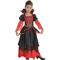 Kids' Vampire Black/Red Dress Halloween Costume, Assorted Sizes Front_Angled_Right