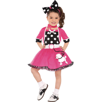 Toddler & Kids' Doo Wop Darling Black/Pink Vintage-Style Dress with Headband & Necklace Halloween Costume, Assorted Sizes Composite_or_Mixed