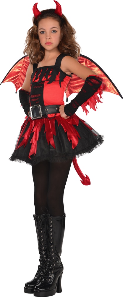 Kids' Daredevil Red/Black Dress with Wings & Headband Halloween Costume ...