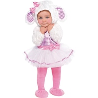 Infant Lamb White/Pink Dress with Hood & Tights Halloween Costume, Assorted Sizes