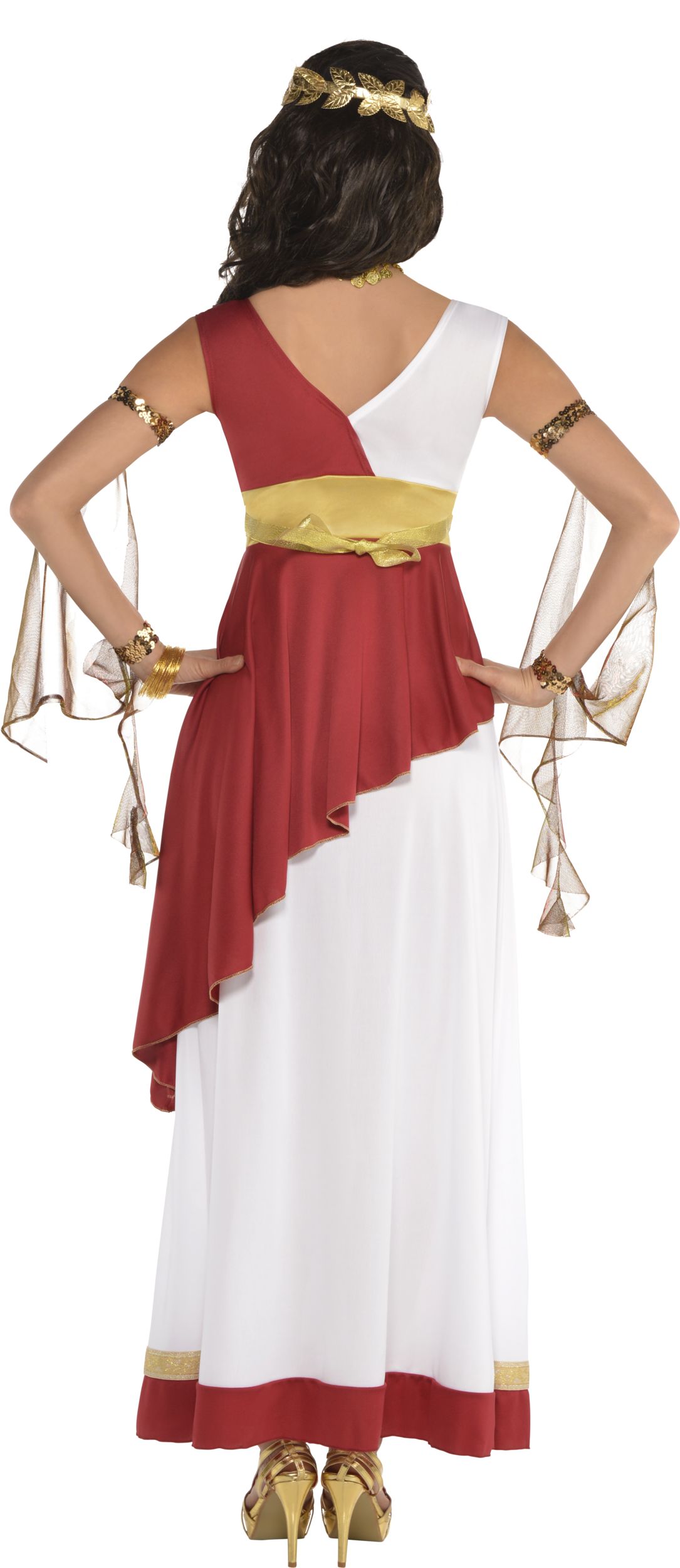 Women's Golden Era Roman Goddess Dress with Slit, Gold, One Size, Wearable  Costume for Halloween