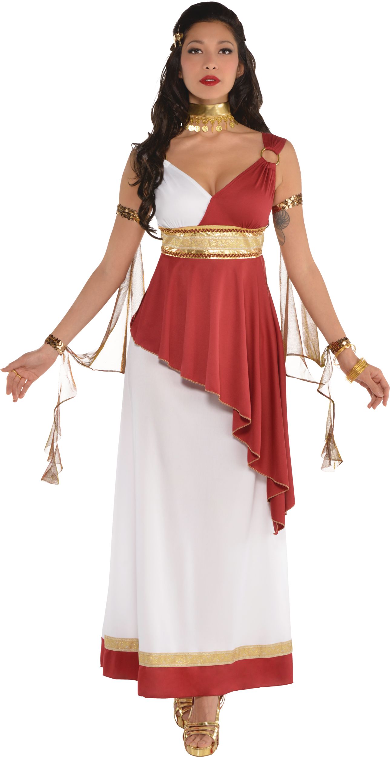 Women's Imperial Empress GoddessWhite/Red Toga with Belt & Wrist Bands ...