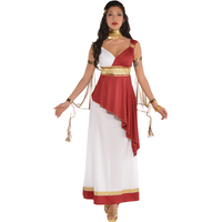 Women's Imperial Empress GoddessWhite/Red Toga with Belt & Wrist Bands Halloween Costume, Assorted Sizes
