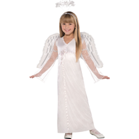 Kids' Angel White Dress with Halo Headband Halloween Costume, Assorted Sizes Front_Flat
