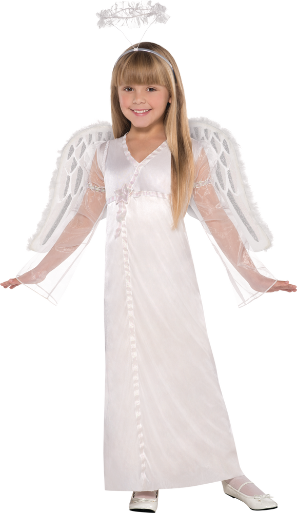 Kids' Angel White Dress with Halo Headband Halloween Costume, Assorted