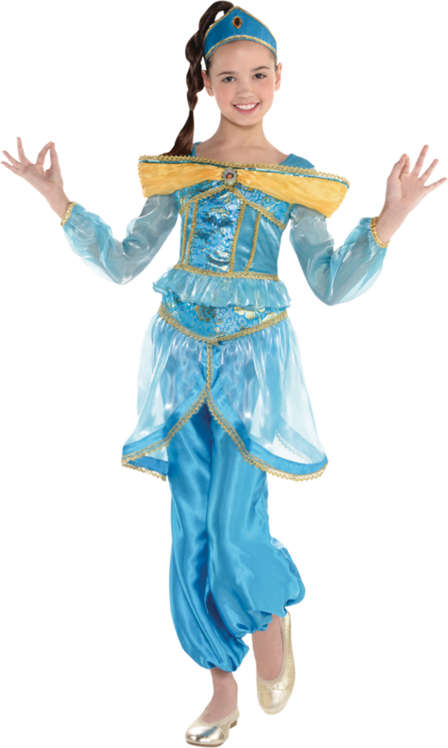 Kids' Disney Aladdin Princess Jasmine Blue Jumpsuit Halloween Costume