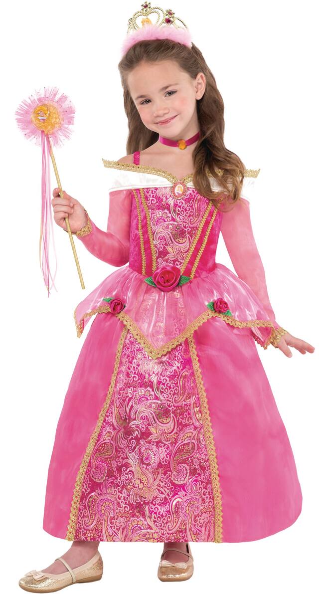 Kids' Disney Sleeping Beauty Princess Aurora Pink Off-the-Shoulder Princess Ball Gown Halloween Costume, Assorted Sizes Front_Flat