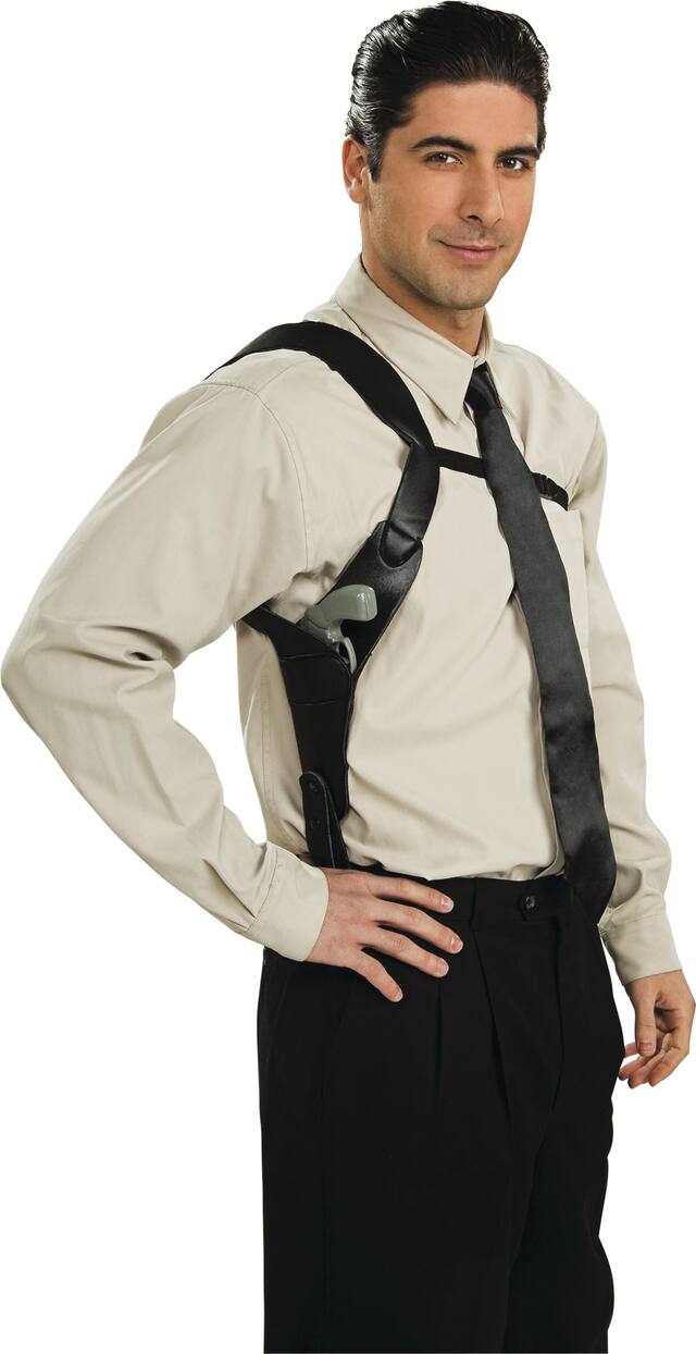 Gun Holster, Black, One Size, Wearable Costume Accessory for Halloween Front_Angled_Right