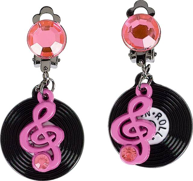 50s Rock n Roll Record Halloween Jewelry Earrings Front_Flat
