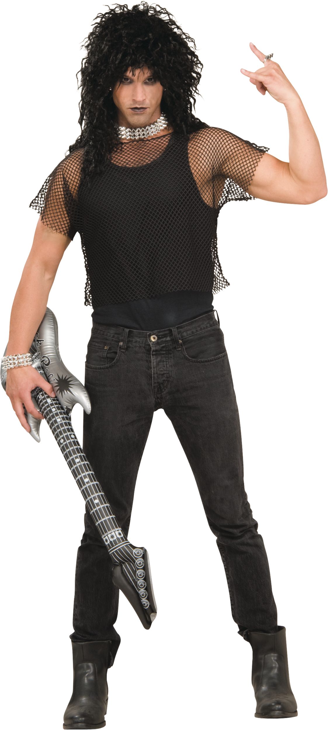 Chandail en filet court pour adulte, noir, taille universelle, accessoire de costume portable pour l'Halloween Front_Flat