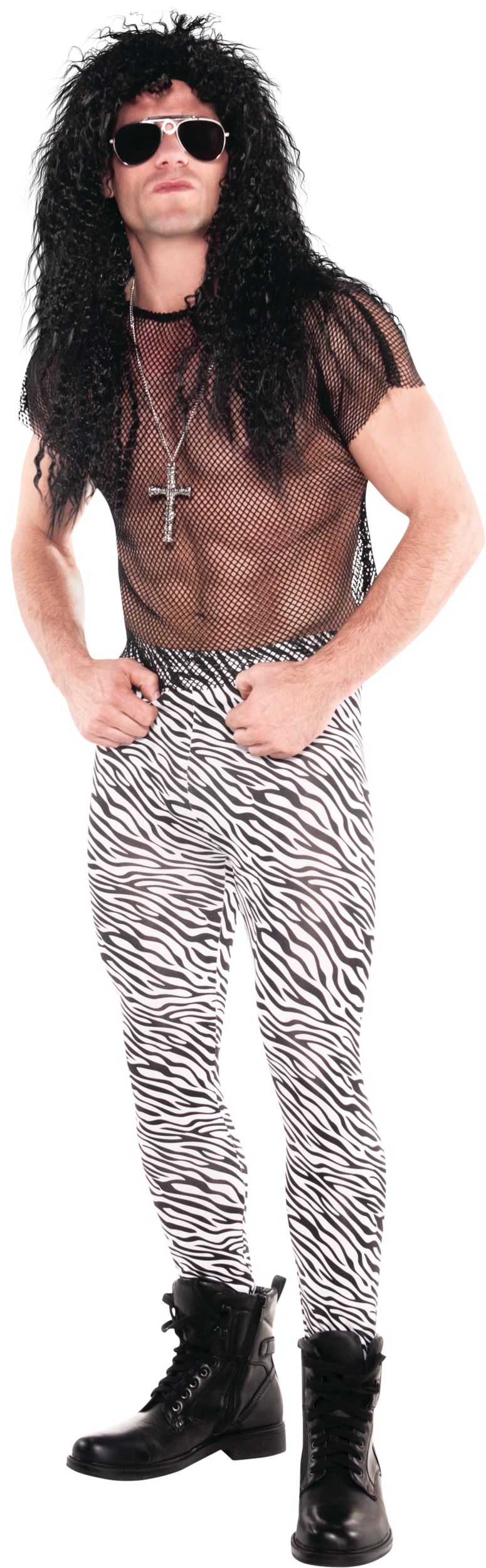 Chandail en filet court pour adulte, noir, taille universelle, accessoire de costume portable pour l'Halloween Front_Angled_Left