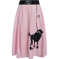 Jupe caniche à paillettes des années 1950 pour adulte, rose/noir, taille universelle, accessoire de costume à porter pour l'Halloween