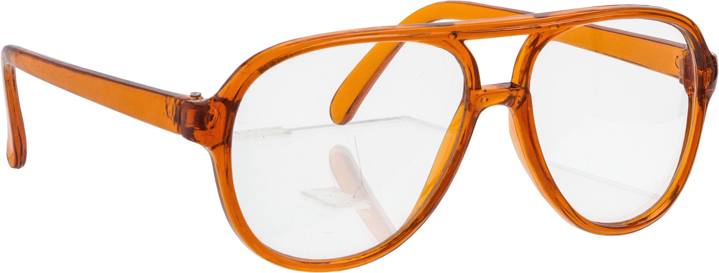 1970s Studious Vintage Eyeglasses, Orange, One Size, Wearable Costume Accessory for Halloween Front_Angled_Right