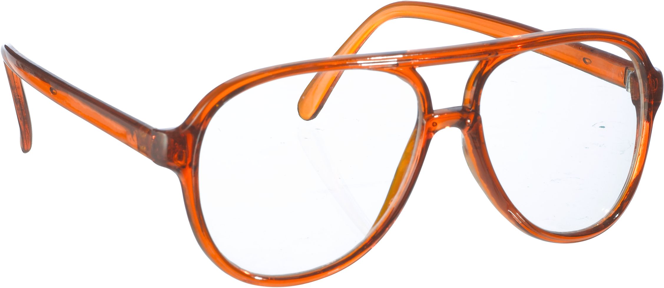 1970s Studious Vintage Eyeglasses, Orange, One Size, Wearable Costume Accessory for Halloween Front_Angled_Right