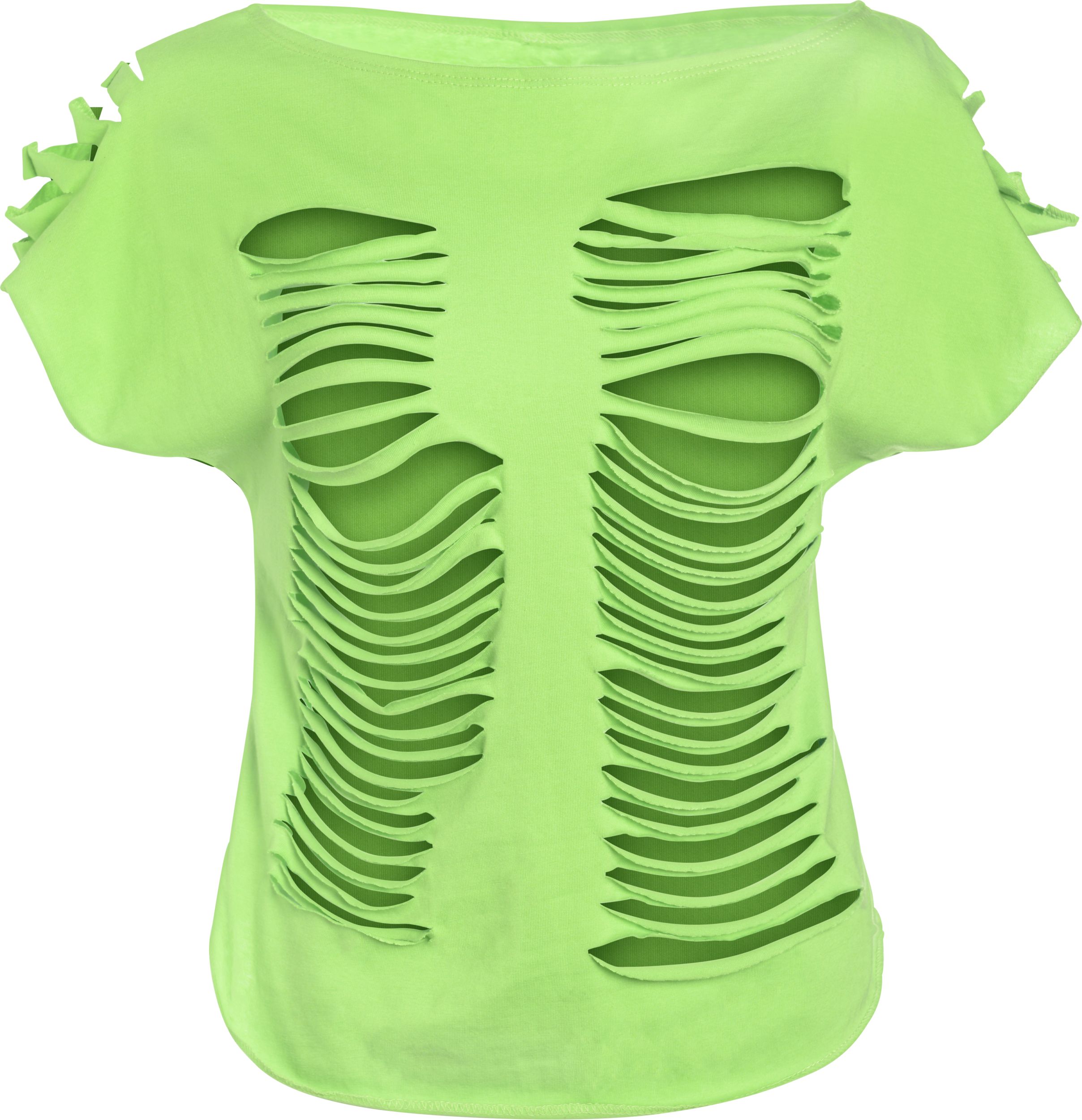 Adult 1980s Ripped T-Shirt, Neon Green, One Size, Wearable Costume