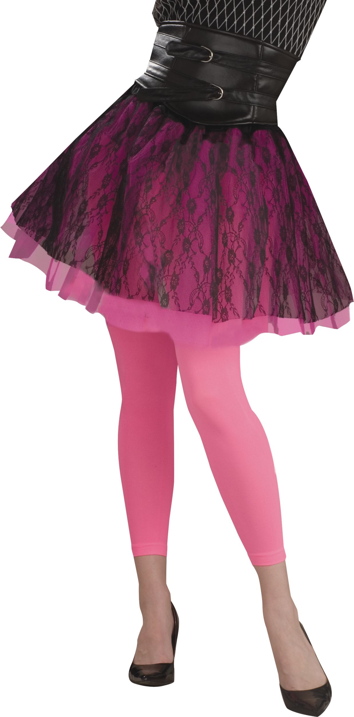 Adult 1980s Neon Footless Tights, Pink, One Size, Wearable Costume  Accessory for Halloween