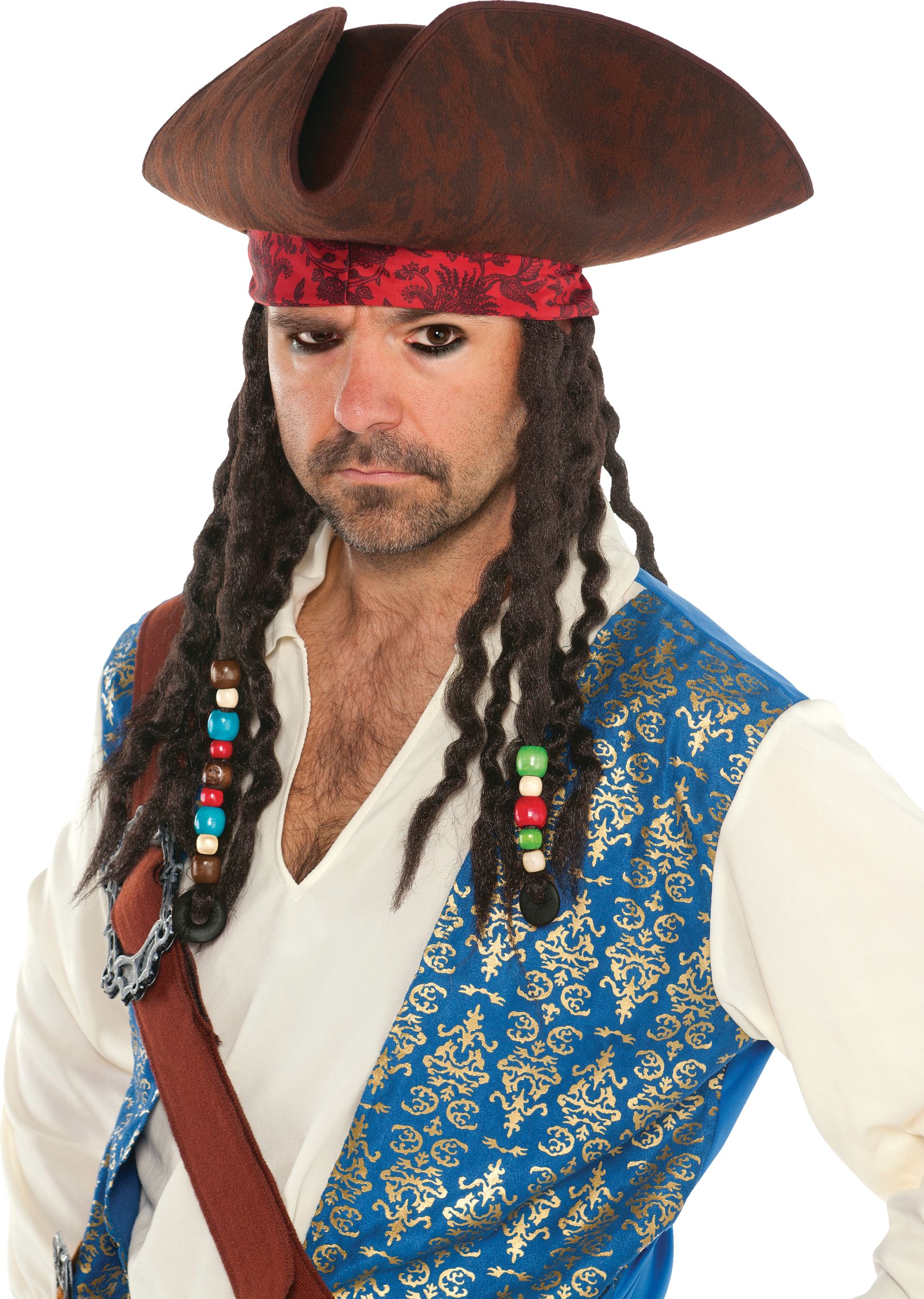 Pirates of the Caribbean Party Hat with Braids Front_Angled_Left