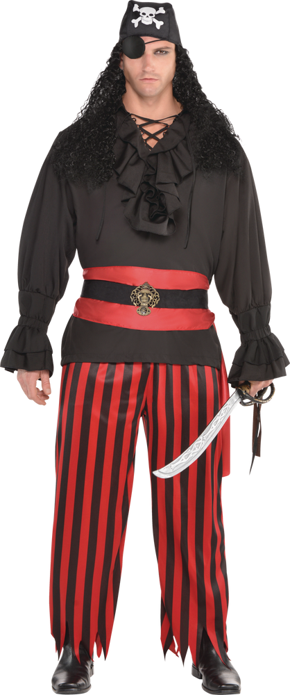 Pantalon De Pirate Rayé Rouge Et Noir Adultes Taille Universelle Party City 8692