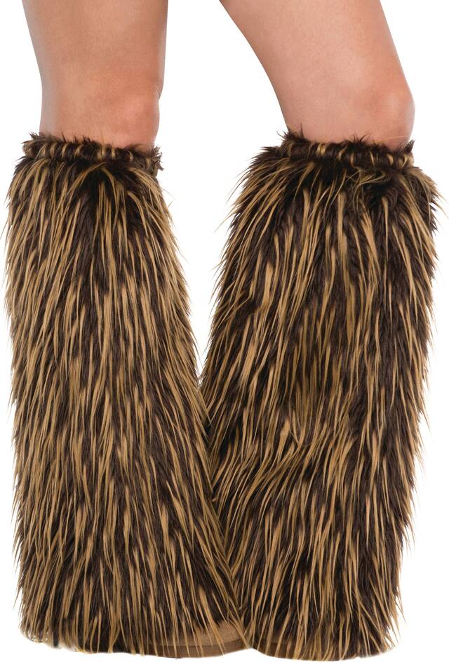 Adult Medieval Furry Leg Warmers Front_Angled_Right