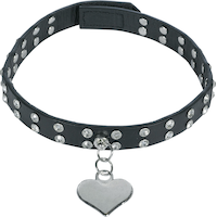 Faux Leather Cat Collar Choker with Heart Pendant, Black, One Size, Wearable Costume Accessory for Halloween