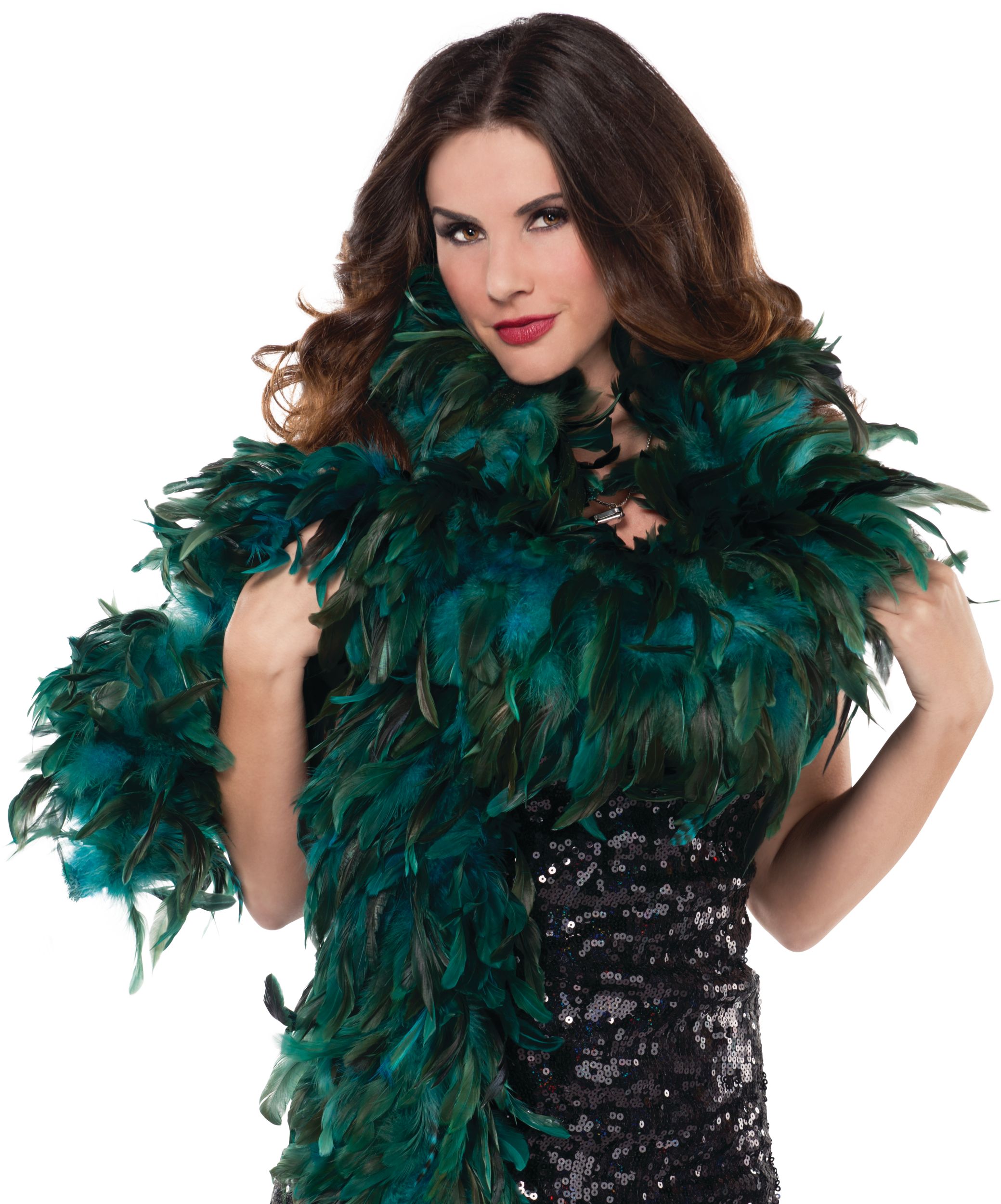 Feather Boa, Blue/Black, 72-in, Wearable Costume Accessory for Halloween Front_Flat