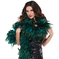 Feather Boa, Blue/Black, 72-in, Wearable Costume Accessory for Halloween Front_Flat