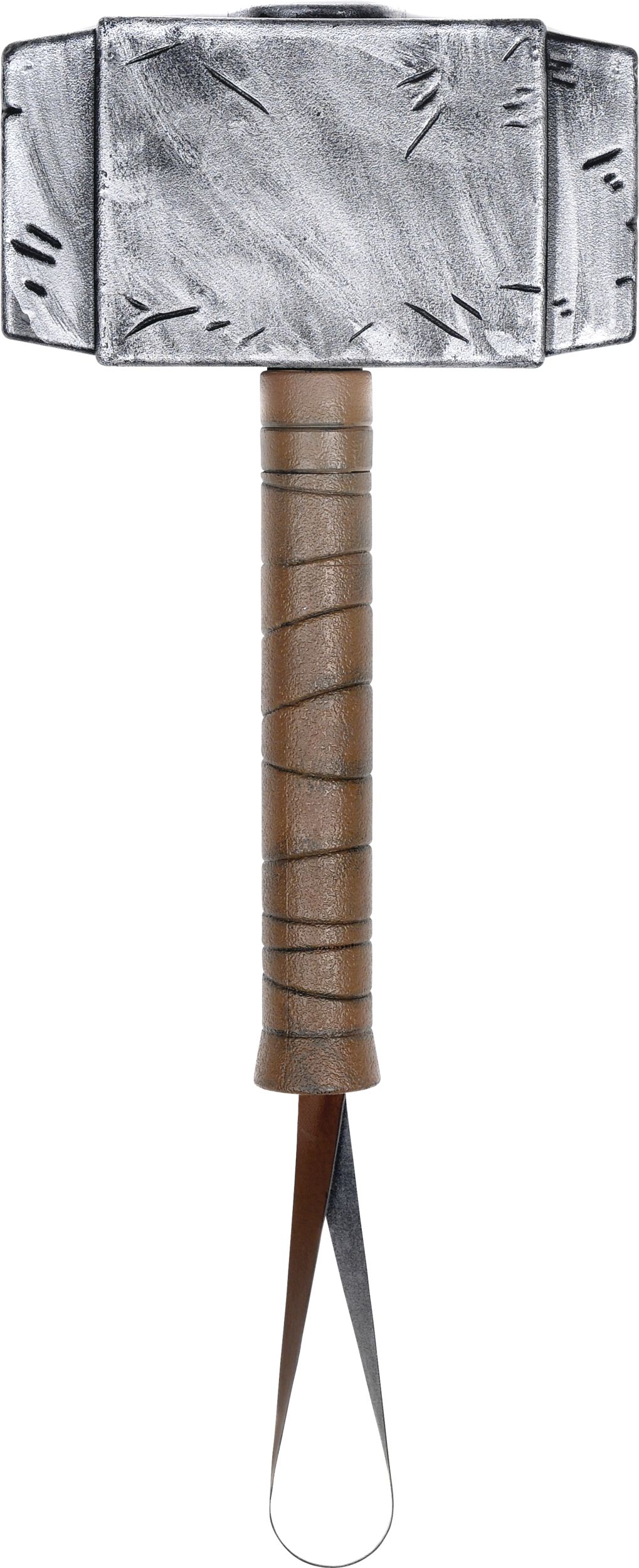 Disney Marvel Thor Mjolnir Hammer Weapon, Silver/Brown, 24-in, Wearable Costume Accessory for Halloween Overhead_Flat