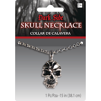 Skull Necklace Jewelry, Silver, 24-in, Wearable Costume Accessory for Halloween