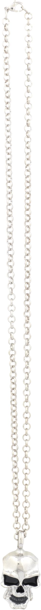 Collier de crâne, argenté, 24 po, accessoire de costume à porter pour l'Halloween Overhead_Flat