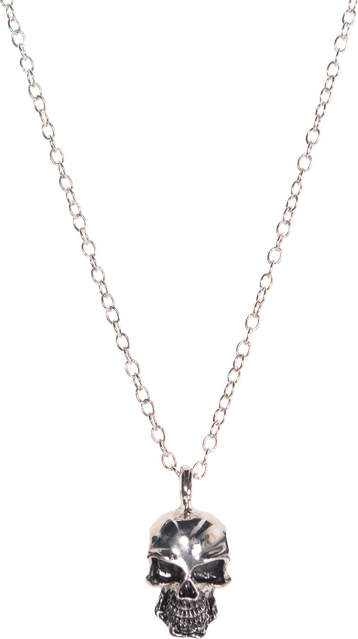 Collier de crâne, argenté, 24 po, accessoire de costume à porter pour l'Halloween Overhead_Flat