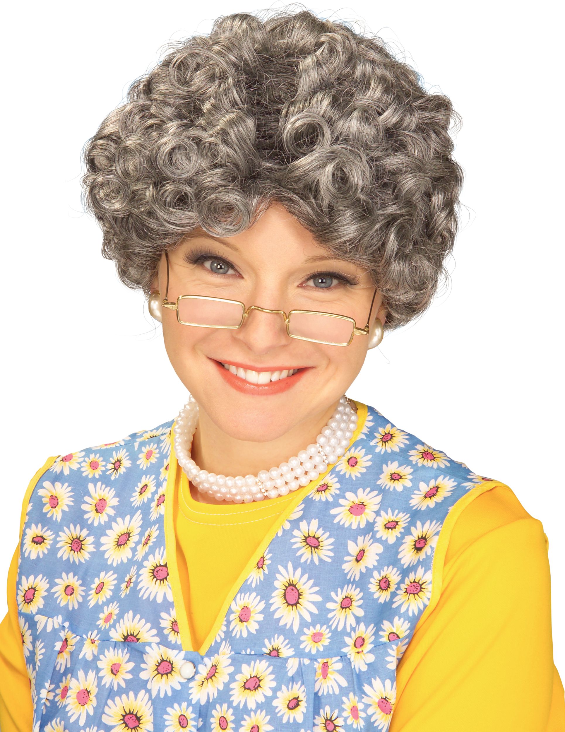 Curly Grandma Wig Party City