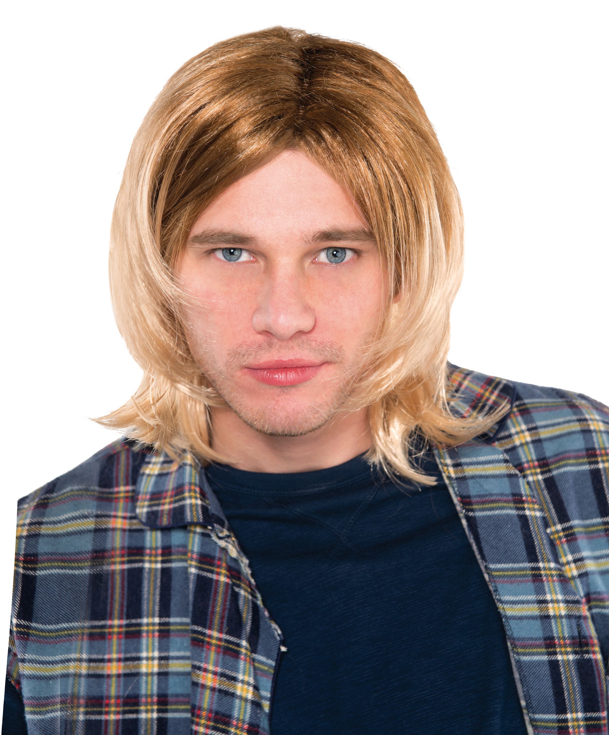 Grunge Shoulder Length Straight Hair Wig, Brown, One Size, Wearable Costume Accessory for Halloween Front_Flat