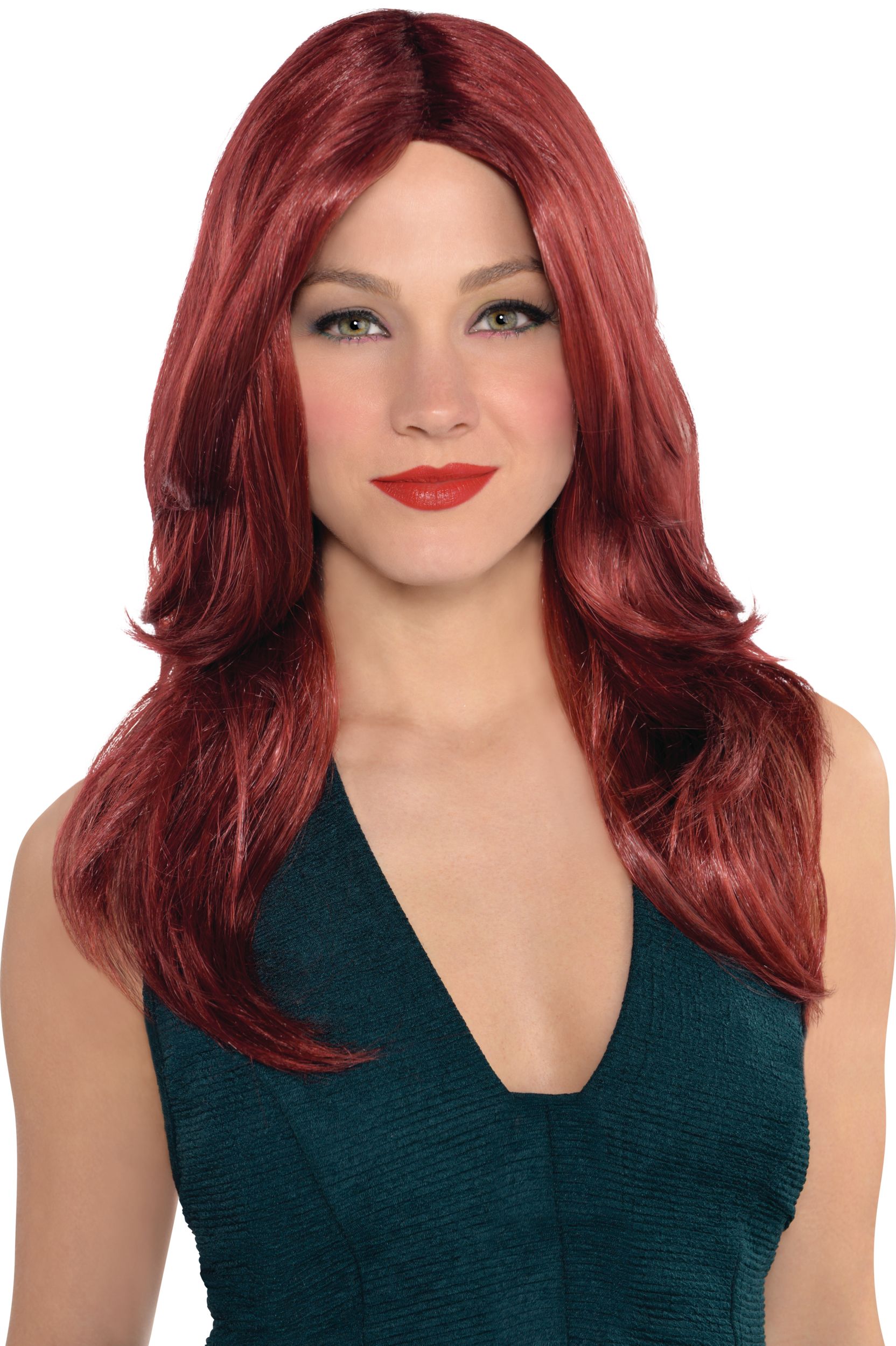 Long Blowout Hair Wig, Red, One Size, Wearable Costume Accessory for Halloween Front_Flat