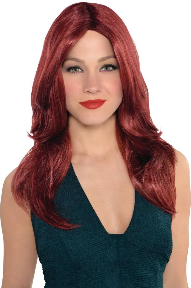 Long Blowout Hair Wig, Red, One Size, Wearable Costume Accessory for Halloween Front_Flat
